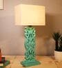Green Shade Table Lamp With Wooden Base