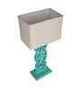 Green Shade Table Lamp With Wooden Base