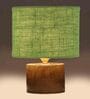Green Shade Table Lamp With Wood Base