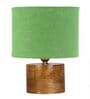 Green Shade Table Lamp With Wood Base