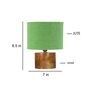 Green Shade Table Lamp With Wood Base