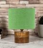 Green Shade Table Lamp With Wood Base