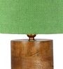 Green Shade Table Lamp With Wood Base
