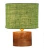 Green Shade Table Lamp With Wood Base