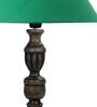 Green Shade Table Lamp With Wooden Base