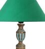 Green Shade Table Lamp With Wooden Base