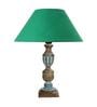 Green Shade Table Lamp With Wooden Base