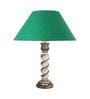 Green Shade Table Lamp With Wooden Base