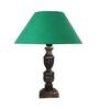 Green Shade Table Lamp With Wooden Base