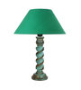 Green Shade Table Lamp With Wooden Base