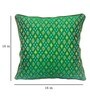 Green Traditional Ethnic Silk 16 x 16 Inches Cushion Covers (Set of 2)