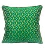 Green Traditional Ethnic Silk 16 x 16 Inches Cushion Covers (Set of 2)