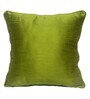 Green Traditional Ethnic Silk 16 x 16 Inches Cushion Covers (Set of 2)