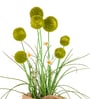 Green Silk Plastic And Jute Chic Artificial Dandelion Arrangement Flower Bunch With Jute Wrap