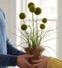 Green Silk Plastic And Jute Chic Artificial Dandelion Arrangement Flower Bunch With Jute Wrap