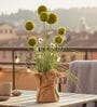 Green Silk Plastic And Jute Chic Artificial Dandelion Arrangement Flower Bunch With Jute Wrap