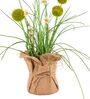 Green Silk Plastic And Jute Chic Artificial Dandelion Arrangement Flower Bunch With Jute Wrap
