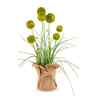 Green Silk Plastic And Jute Chic Artificial Dandelion Arrangement Flower Bunch With Jute Wrap