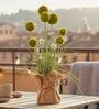 Green Silk Plastic And Jute Chic Artificial Dandelion Arrangement Flower Bunch With Jute Wrap