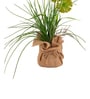 Green Silk Plastic And Jute Faux Allium Flower Bunch With Jute Wrap
