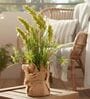 Green Silk Plastic And Jute Faux Pampas Grass Arrangement Flower Bunch With Jute Wrap