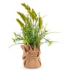Green Silk Plastic And Jute Faux Pampas Grass Arrangement Flower Bunch With Jute Wrap