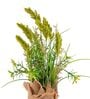 Green Silk Plastic And Jute Faux Pampas Grass Arrangement Flower Bunch With Jute Wrap