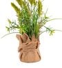 Green Silk Plastic And Jute Faux Pampas Grass Arrangement Flower Bunch With Jute Wrap