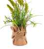 Green Silk Plastic And Jute Faux Pampas Grass Arrangement Flower Bunch With Jute Wrap