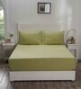Green Solid 144 TC 100% Cotton Double Bedsheet with 2 Pillow Covers