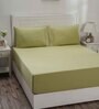 Green Solid 144 TC 100% Cotton Double Bedsheet with 2 Pillow Covers