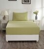 Green Solid 144 TC 100% Cotton Single Bedsheet with 1 Pillow Cover