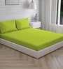 Green Solid 144 TC Cotton King Sized Bed Sheets with 2 Pillow Covers