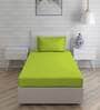 Green Solid 144 TC Cotton Single Bed Sized Bed Sheets With 1 Pillow Cover