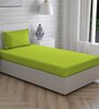 Green Solid 144 TC Cotton Single Bed Sized Bed Sheets With 1 Pillow Cover
