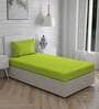 Green Solid 144 TC Cotton Single Bed Sized Bed Sheets With 1 Pillow Cover