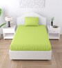 Green Solid 150 TC Cotton Single Bed Sized Bedsheet With 1 Pillow Cover