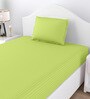 Green Solid 150 TC Cotton Single Bed Sized Bedsheet With 1 Pillow Cover