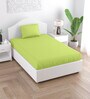 Green Solid 150 TC Cotton Single Bed Sized Bedsheet With 1 Pillow Cover