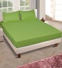 Green Solid 150 TC Glace Cotton Queen Sized Double Bedsheet with 2 Pillow Covers