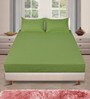 Green Solid 150 TC Glace Cotton Queen Sized Double Bedsheet with 2 Pillow Covers