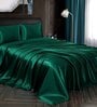 Green Solid 400 TC Satin Single Fitted Bedsheet with 2 Satin Pillow covers