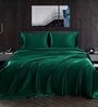 Green Solid 400 TC Satin Single Fitted Bedsheet with 2 Satin Pillow covers