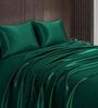 Green Solid 400 TC Satin Single Fitted Bedsheet with 2 Satin Pillow covers