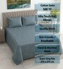 Green Solid 500 TC Cotton Satin Superking Size Bedsheet With 2 Pillow Covers