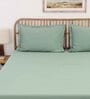Green Solid 600 TC Cotton 1 King Bedsheet with 2 Pillow Cover