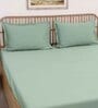 Green Solid 600 TC Cotton 1 King Bedsheet with 2 Pillow Cover