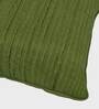 Green Solid Cotton Self Design Cushion Cover