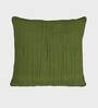Green Solid Cotton Self Design Cushion Cover