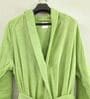 Green Solid Cotton Unisex Bath Robe (L)